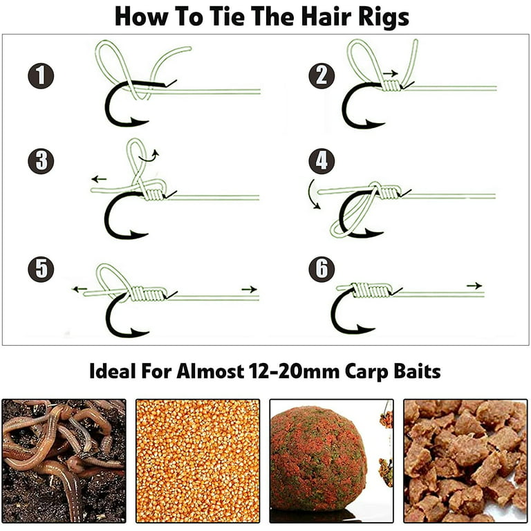 Carp Fishing Hair Rigs Kit,18pcs Braided Thread Boilies Carp Rigs