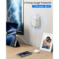 thumbnail image 4 of LENCENT Multi Plug Outlet Extender Usb C, 2 to 3 Prong outlet adapter Surge Protector 6 way Outlet 1 Type C&2 USB wall tap Wall Mount for Non-Grounded Outlet, 4 of 9