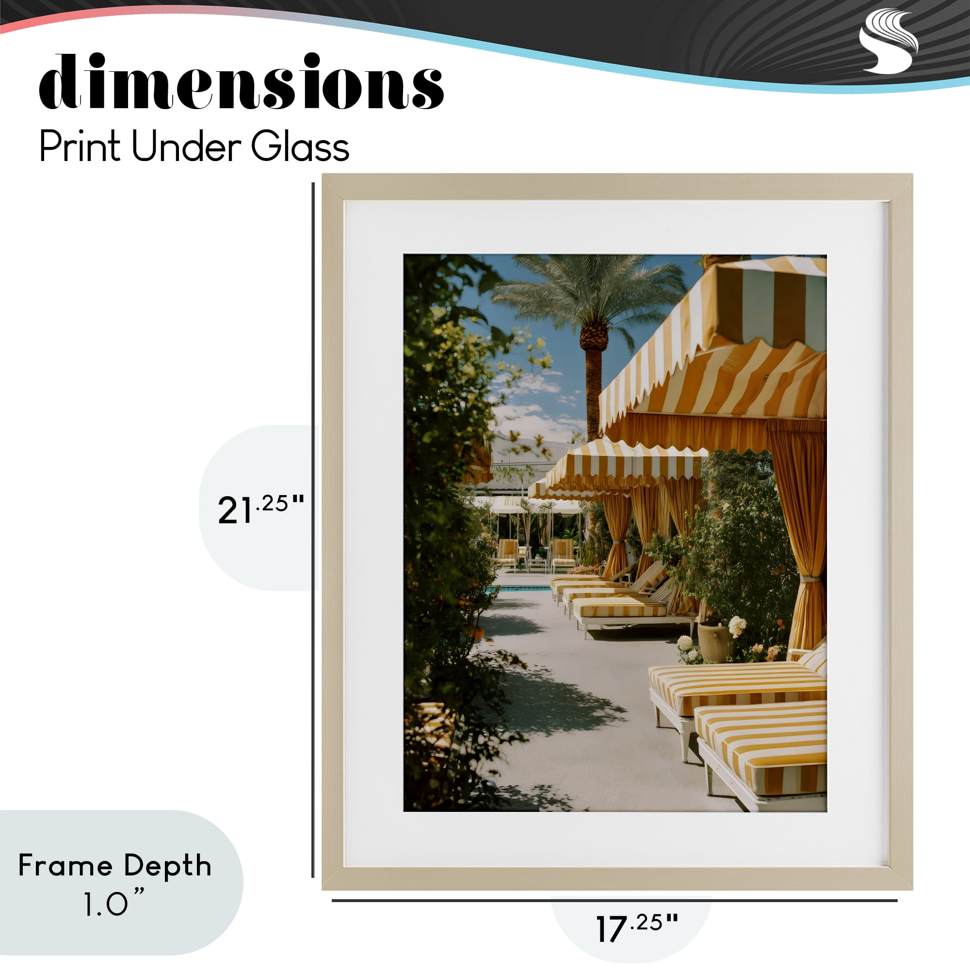 Stupell Industries Vintage Cabanas at Poolside Birch Framed Print Under Glass, design by Franklyn Gregory