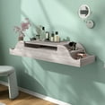 thumbnail image 2 of Nara Indoor Multi-Storage Wood Coastal White Wall Mounted Makeup Vanity with Flip-Top Mirror for Bedroom, 2 of 14
