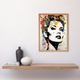 thumbnail image 2 of High Contrast Female Retro Portrait Gold Red Yellow Splat Paint Teen Room Art Print Framed Poster Wall Decor 12x16 inch, 2 of 5