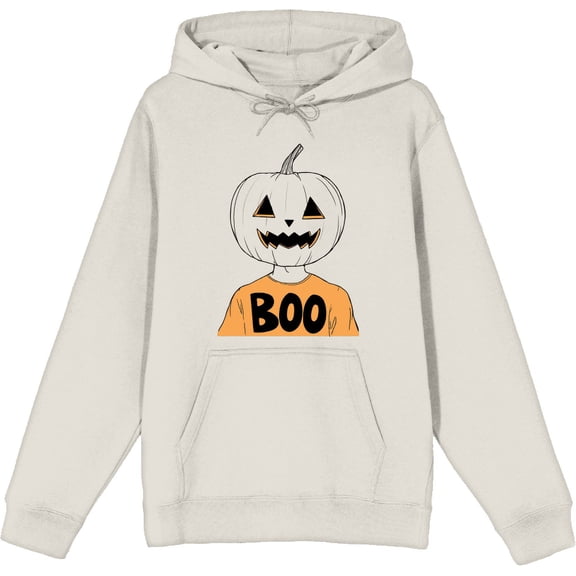 Halloween Jack-O-Lantern Boy Boo Adult Sand Long Sleeve Hoodie-Medium