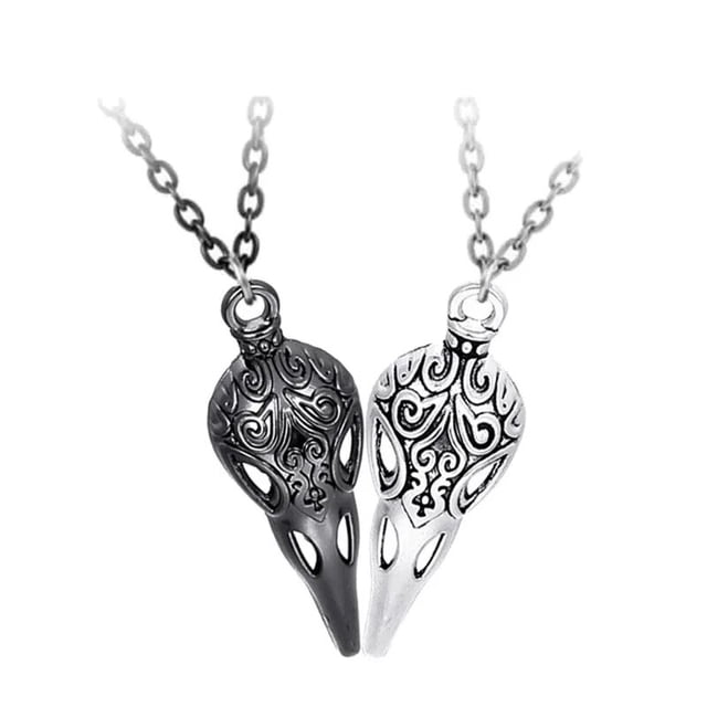 collares de moda 2023 mujer colgantes one piece gargantilla mujer Accesorios góticos Vintage para mujeres, parejas, collar a juego, Blanco, Negro, dragón, colgante de corazón con alas, Hip-hop, Punk,