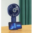thumbnail image 4 of Ventilador de mano, mini ventilador portátil recargable por USB, pequeño ventilador de bolsillo de 5 velocidades con base rosa, 4 of 5