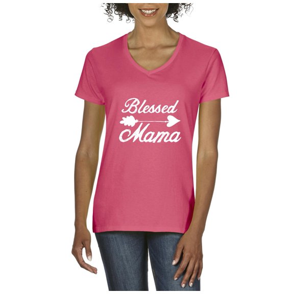 NIB - Women's T-Shirt V-Neck Short Sleeve - Blessed Mama