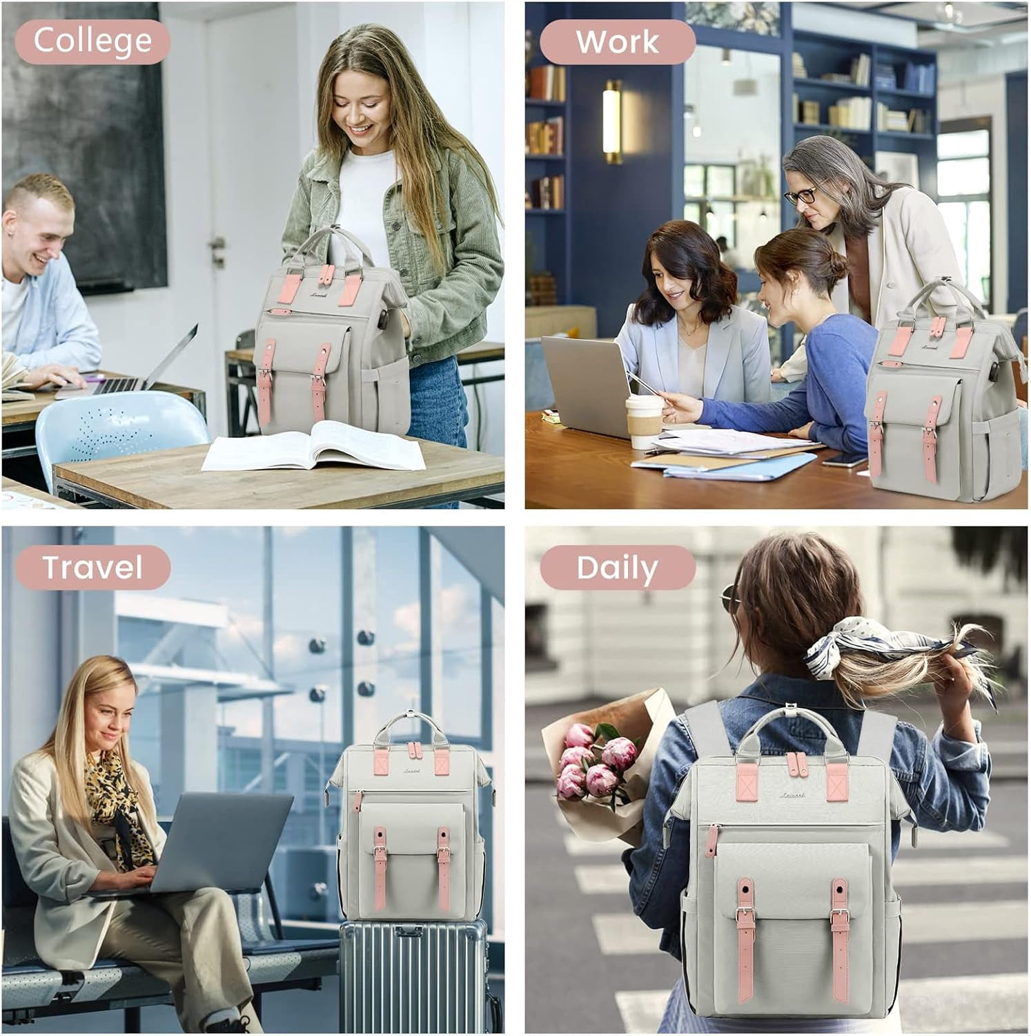 Lovevook Laptop Backpack for Women 15.6",Cute Work Travel Commuter Daypack, College Computer Bookbag Nurse Doctor Teacher Backpack Purses