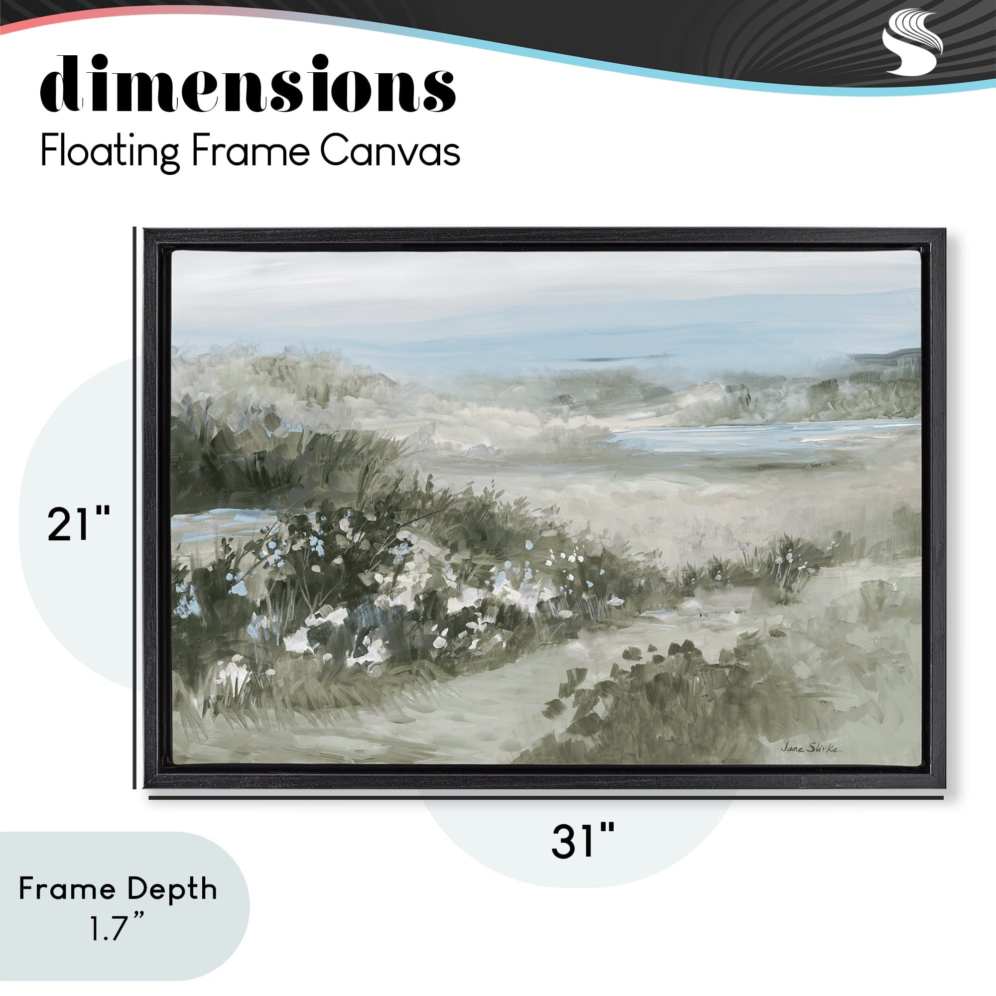 Stupell Industries Neutral Quiet Composition Landscape Black Framed Floater Canvas Wall Art, design by Jane Slivka