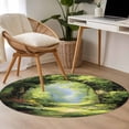 thumbnail image 4 of Round Rug 4Ft Washable Non-Slip, Forest Circle Area Rugs for Living Room Bedroom, Nature Woodland Spring Scenic Green Trees Flower Indoor Floor Mats Carpet Runner for Home Decor Aesthetic, 4 of 8