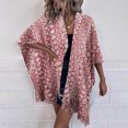 thumbnail image 6 of 2PCS Ladies Crochet Open Knit Fringe Cape Shawl Sweater Cardigan, 6 of 8