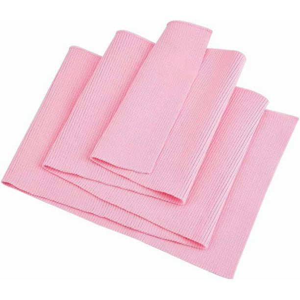 Tejido de punto acanalado de poliéster rosa perla, 100 x 17 cm, estampado liso. Ideal para puños, cinturillas, cuellos y más.