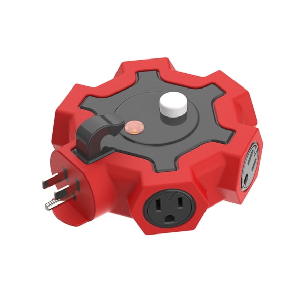 HT 5-Outlet Power Adapter with Safety Cover Red/Black