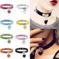 thumbnail image 4 of Collar gargantilla de piel sintética con colgante de corazón de amor estilo punk gótico para mujer - NeonPink - Código de modelo 23363 NeonPink, 4 of 5