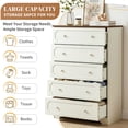 thumbnail image 6 of Ktaxon Large 5 Drawer Dresser Solid Wood Chest of Drawers with Soft Close Slides Storage Cabinet for Bedroom Living Room Entryway Brown & White, 6 of 7