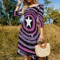 thumbnail image 4 of Pink And Black Starry Concentric Circles-1 Flare Dress Square Neck Dress Elegant Female Fashion Printed Dress, 4 of 9