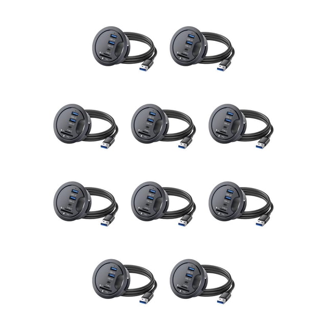 Estación de acoplamiento multipuerto Riwesomey USB Hub Transmisión alta velocidad Negro 10piezas
