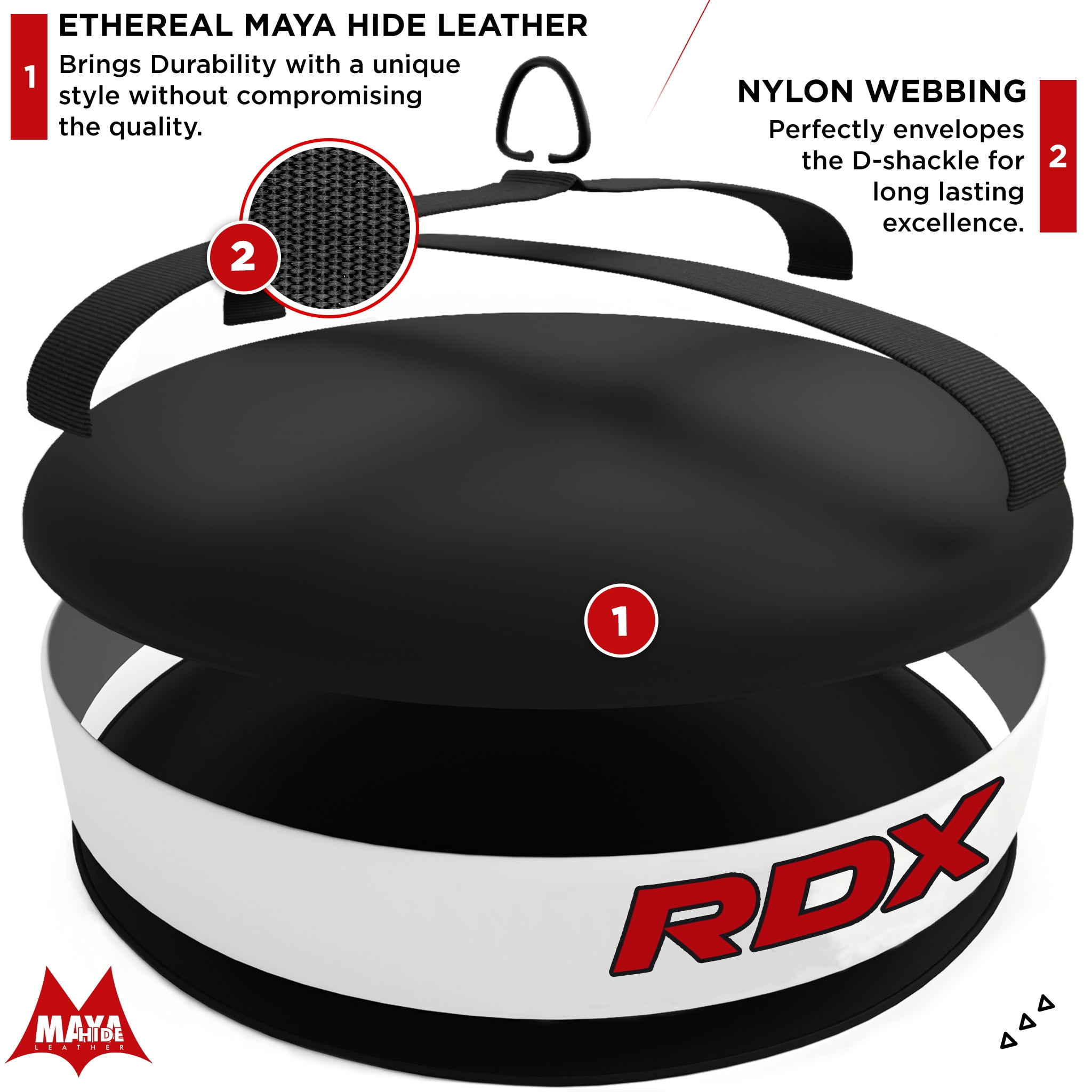 "RDX Maya Hide Leather Punching Bag Floor Anchor with Heavy Duty D-Ring, White – Durable Boxing Bag Anchor for Kickboxing, MMA, Muay Thai, Training & Home Gym Equipment"