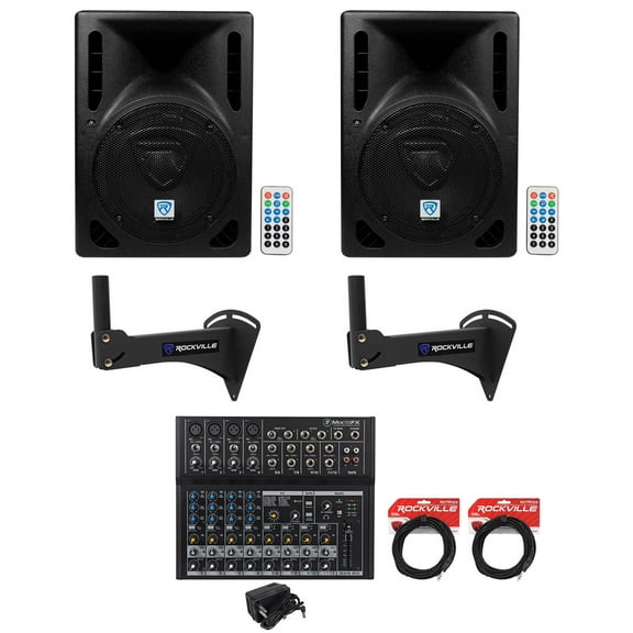 2) Rockville RPG8BT 8" Bluetooth 400w Speakers Wall Mounts 4 Restaurant/Bar/Cafe