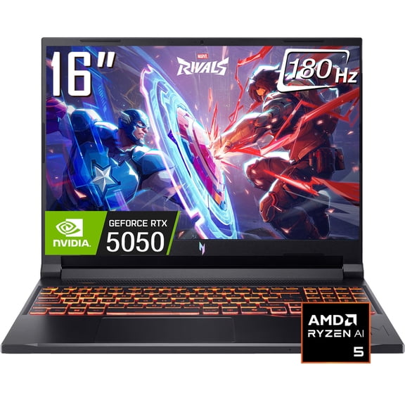 Acer Nitro V 16 Gaming Laptop, 16" 1920 x 1200 WUXGA 180Hz IPS LCD Display, AMD Ryzen 5 240, NVIDIA RTX 5050 8GB GDDR7, WIFI 6E, Backlit KB, Win11 Home(16GB DDR5 * 512GB SSD)
