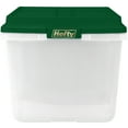 Hefty 72 Quart Clear Plastic Storage Bin with Holiday Green HIRISE Lid