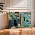 thumbnail image 4 of 3pcs Monet Water Lilies & Cats Print Set - Serene Cat in for Lotus Pond Art, Black Cat Poster, Floral Wall Decor - Ideal Gift for Cat Lovers, Frameless, 3 Styles (Modern, Rustic, Nature-Inspired), C, 4 of 4
