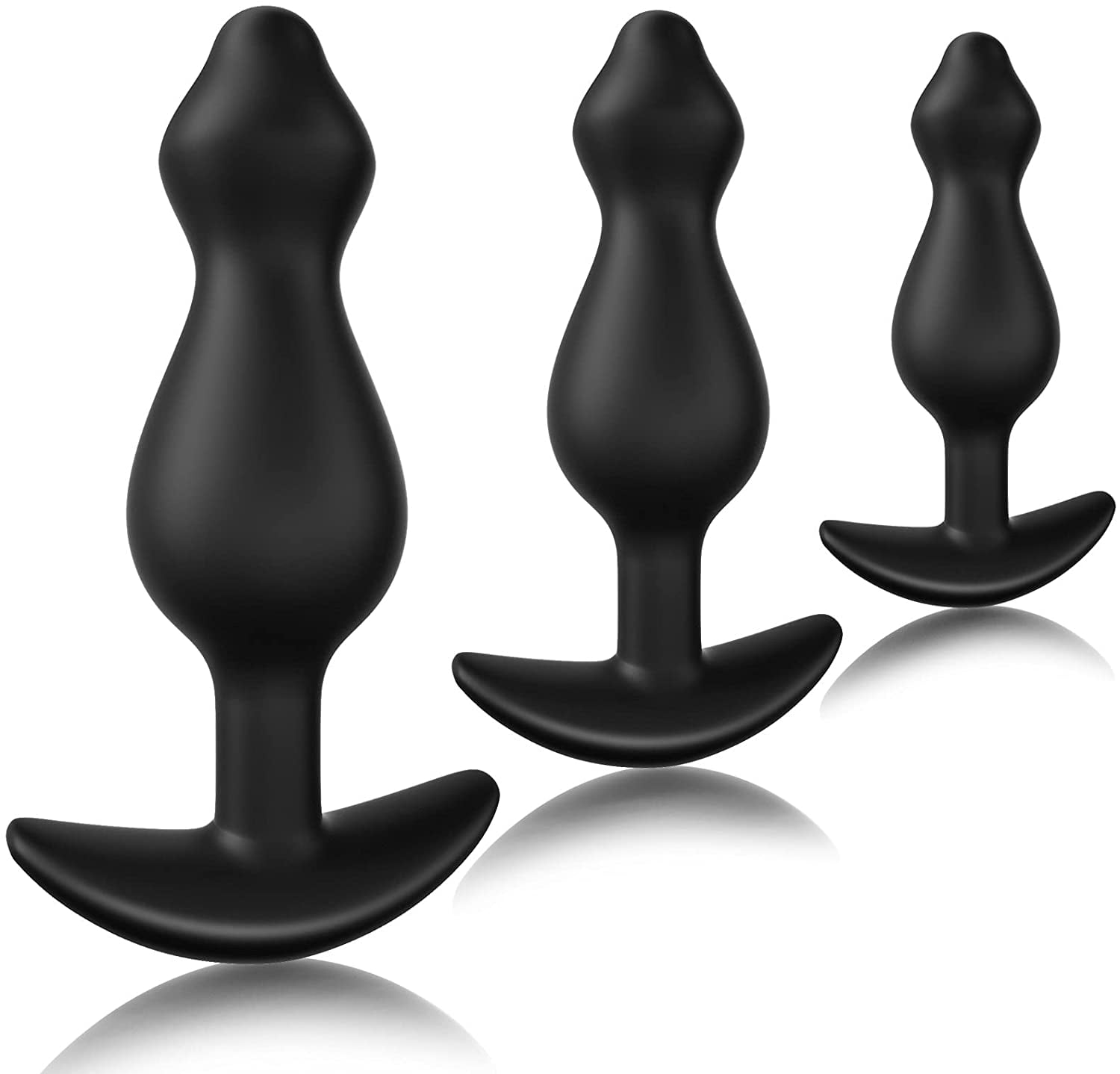 Anal Training Kit Silicone 3Pcs Comfortable Anus Butt Plug Set Anal Massaging Toy Prostate Massagers Male Female Sex Adult Toys for Couples Men Women Beginners Advanced Users Pleasure Black photo