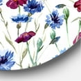 thumbnail image 3 of Designart 'Red and Blue Wildflowers' Traditional Circle Metal Wall Art 29x29 - Disc of 29, 3 of 5
