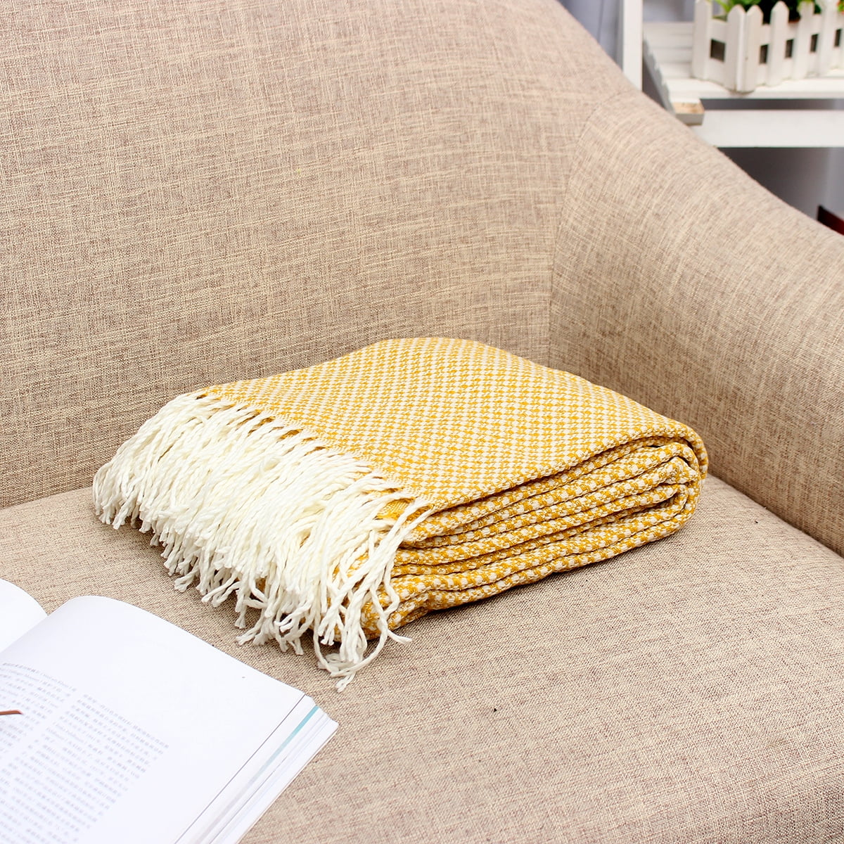 130*200cm Sofa Throw Blanket cAir Condition Blanket Travel Blue Yellow