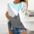 thumbnail image 2 of Work Blouses for Women Office Flowy Tops for Women Summer Casual Long Sleeve Blouse Round Neck Lace Sweatshirt, 2 of 5