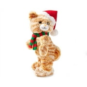 Twerking Cat Animated Christmas Plush Dressed in Santa Hat and Scarf - 14.17" Height