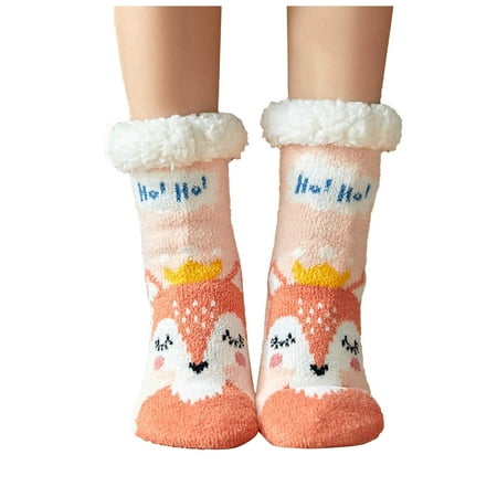 

DENGDENG Womens Soft Warm Thick Animal Printed Slipper Socks Sleeping Winter Fluffy Microfiber Fuzzy Socks