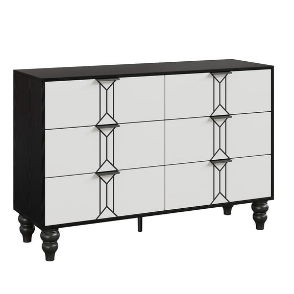 Garvee Modern 6 Drawers Dresser for Bedroom,47" Wide Wood Dressers & Chests of Drawers,White