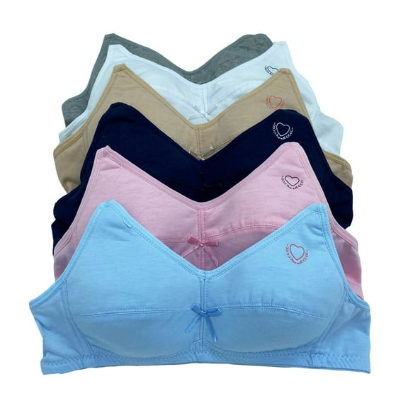 iheyi 6 Pieces Girl's Cotton Wire Free Junior Training Bra A Cup (32A)