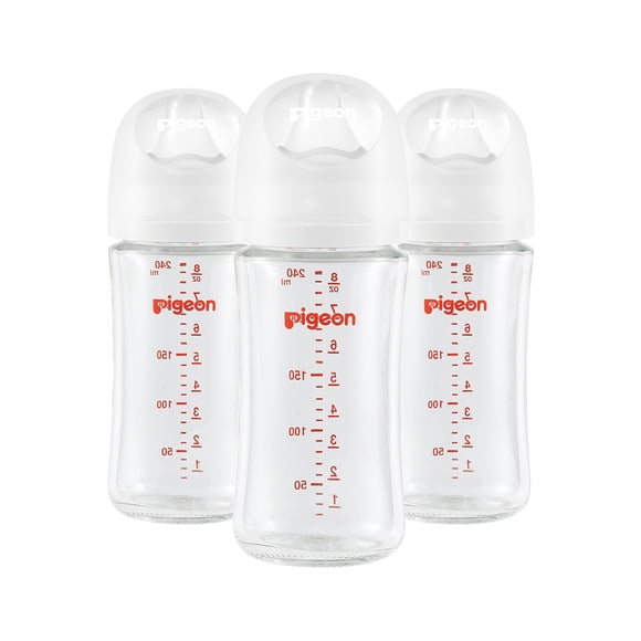 Pigeon - Glass Bottle 8oz (3-Pack) with M Nipple 3M+