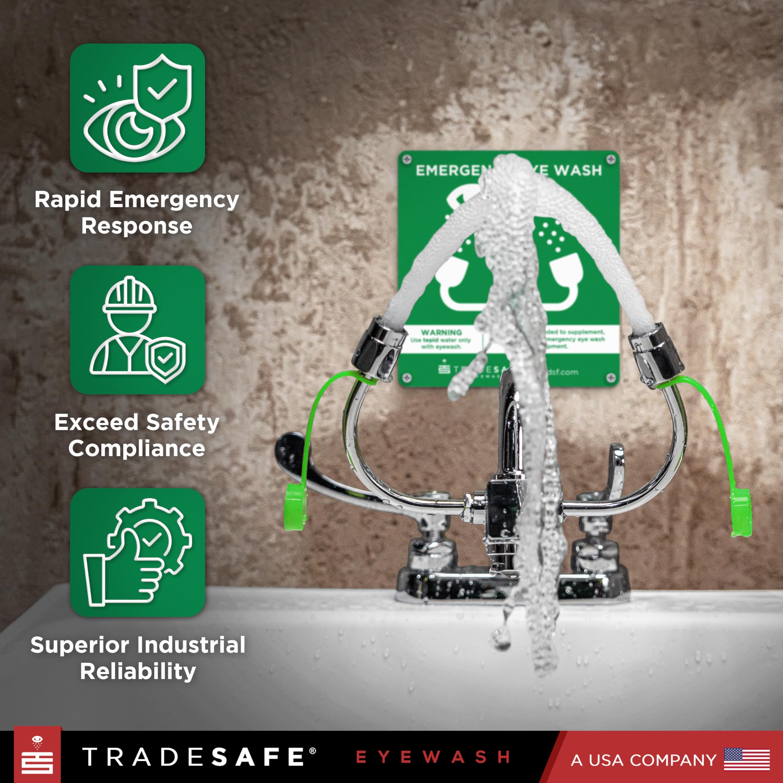 TRADESAFE Faucet Mount Eye Wash Station, Emergency Eye Wash Station OSHA Approved, ANSI Compliant