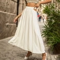 thumbnail image 2 of Sngxgn Basic Versatile Stretchy Elastic Waist Flared Casual Mini Skater Skirt/Pleated Skirt for Women(Beige,S), 2 of 4