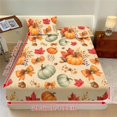 thumbnail image 3 of Garronmavis Fall Pumpkin Maple Print Twin Size Bedding Sheet Set, 3 Piece Soft Breathable Microfiber Bed Sheets with 1 Fitted Sheet & 2 Pillow Shams for Autumn Bedroom, 100cm*190cm, 3 of 7