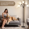 thumbnail image 4 of NATYSWAN Medusa LED Floor Lamp, Multi Head Modern Tall Lamp with Adjustable Gooseneck Standing Lamps for Living Room Bedroom Kids Room Office 5 White Lampshades Bulb Not Included(Black), 4 of 7