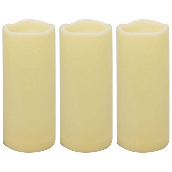 3PCS 7" Waterproof LED Flameless Timer Candles, 1000 Hours Long Battery Life/Flickering Battery Operated Electric Outdoor LED Larg
