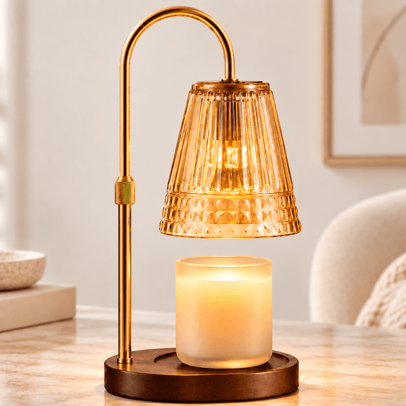 Dimmable Candle Warmer Lamp with Timer, Adjustable Height Melt Warmer, Gift for Women (2 Bulbs Included)
