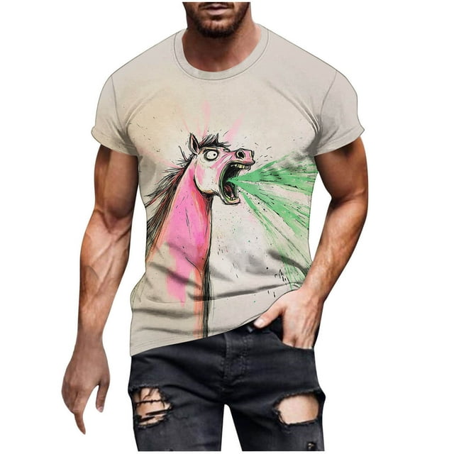 Camisetas Casuales Cuello Redondo Día de San Patricio Impresión Suéter, Manga Corta Blusa Deportiva para Hombres