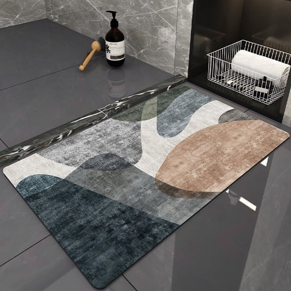 Namzi Bathroom Rug Mat, Non-Slip Plush Shaggy Bath Carpet, Machine Wash Dry, Bath Mats for Bathroom Floor, Tub and Shower, Bathroom Runner BathMatAccessories Decor, Gray And Brown 01,16*24inch