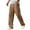 Brown, variant on OIOLOYJM Mens Cotton Linen Pants Casual Embroidered Loose Comfort Trousers Baggy Summer Beach Vacation Drawstring Pockets Golf Pants Black L