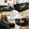 thumbnail image 5 of Muumblus 107" Cloud Sectional Sofa with Left Chaise, Cozy U-Shaped Modular Sofa with Ottoman, Plush Corduroy Sleeper Bed Couch, No Assembly Required, Black, 5 of 9