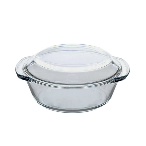 1.5L Glass Casserole Dish with Lid - Oven, Microwave & Freezer Safe, Round Tempered Baking Bowl, Easy Grab Handles, Dishwasher Safe for Effortless Cleaning