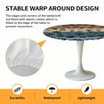 thumbnail image 2 of Elastic Fitted Round Tablecloth, Navy Blue Brown Waterproof Stretch Table Cover for 45"-54" Tables, Rustic Farmhouse Dog Paw Vintage Washable Outdoor Tablecloths for Patio, Picnic, Camping, 2 of 9