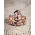 thumbnail image 1 of 2 carat Morganite and Black Diamond Trio Wedding Bridal Ring Set in 10k Rose Gold with Engagement Ring and 2 Wedding Bands, 1 of 2