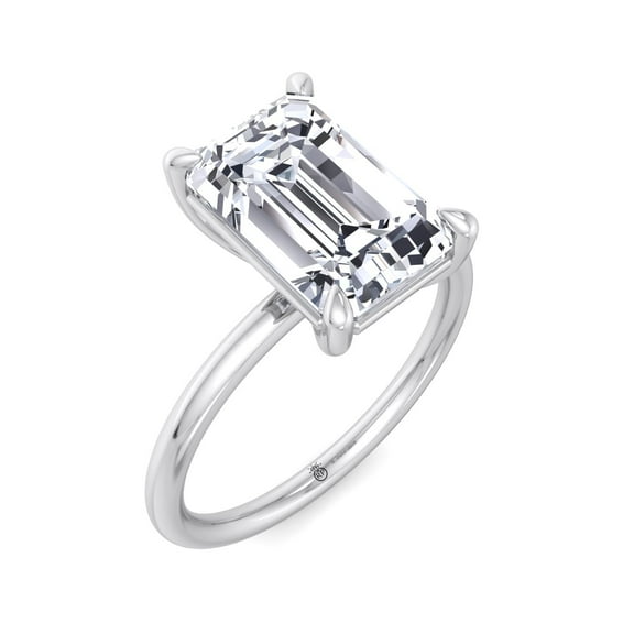 Melsa - Emerald Cut Moissanite Lab- Diamond Thin Band Solitaire Engagement Ring