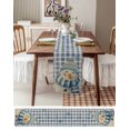 thumbnail image 3 of Christmas Blue Snowman Burlap-Cotton Table Runner 60 Inches Long,Blue Plaid Vintage Snowflake Farmhouse Table Runners,Outdoor Dining Tablecloths Decor for Baby Shower Party Wedding 13x60, 3 of 9