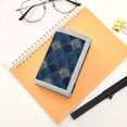 thumbnail image 7 of Cloth Wallet with Lanyard & Multiple Compartments Fashion Purse Zipper Clutch Bag for Cash Cards Coins Dark Blue Fan-shaped Pattern, 7 of 7