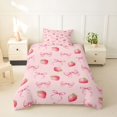thumbnail image 2 of spefrowx Watercolor Strawberry Bow Print Twin Duvet Cover for Teens, Blush Pink Fruit Twin Bedding, Pink Reversible, 2-Piece, 1 Duvet Cover and 1 Pillowcase, 2 of 6